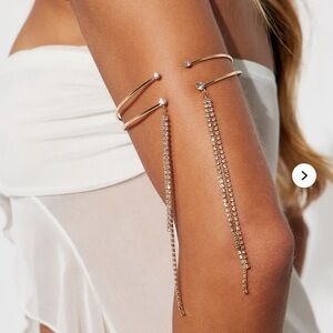 Gold Arm Cuff with Rhinestone Tassels